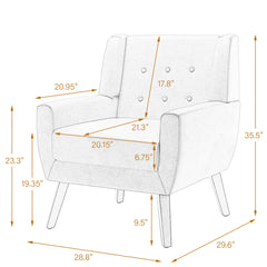 Modern Upholstered Faux Leather Tufted Armchair Linen Accent Chairs
