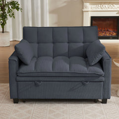 48.03" Pin Striped Fabric 3 in 1 Convertible 2 Seater Sleeper Sofa Bed