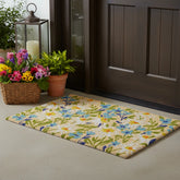 HomeRoots 18" X 30" Brown Light Blue And Green Floral Outdoor Coir Door Mat - 18.00' X '30.00