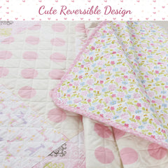 Cozy Line Pink Heart Floral Dot Giraffe Medallion Cotton Patchwork Reversible Quilt Bedding Set