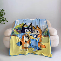 Bluey Family Photo Micro Raschel Throw Blanket