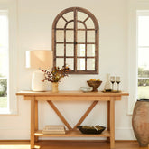 Rustic Wood Arched Window Wall Mirror - Distinctive Full Length Vanity Mirror