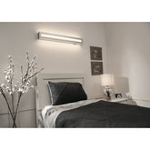 Hayes 3-feet Satin Nickel LED Overbed Fixture, White Acrylic Shade