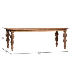 Owen Rectangular Reclaimed Mindi Wood Carved 4-Leg Dining Table