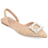 Journee Collection Women's Medium and Wide Width Hannae Sling Back Pointed Toe Flats