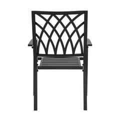 Outdoor 2-Piece Black Patio Chair Set, Powder-coated Iron, Lattice Pattern