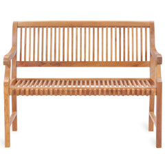 Chic Teak Castle Outdoor Teak Wood Patio & Garden Bench with Arms, 4 foot
