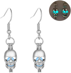 Skull Dangle Earrings for Women Luminous Glowing Skull Head Earrings Gothic Skeleton Head Drop Earrings Retro Glow in The Dark Skull Earrings Hook Halloween Earrings Jewelry Gifts