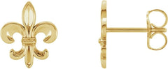 Fleur-de-lis Biker Stud Earrings (10mm x 8.9mm)