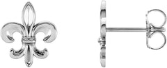 Fleur-de-lis Biker Stud Earrings (10mm x 8.9mm)