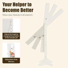 Jewelry Armoire Organizer with Full Length Mirror, Floor Standing Jewelry Cabinet, Lockable Jewelry Storage Box Cabinet