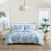 Tommy Bahama Aubrey Botanical Lightweight Reversible Cotton Quilt (Blue, 3 Piece Set)