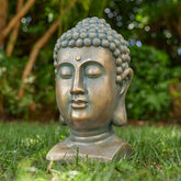 Glitzhome MGO Faux Bronze Buddha Garden Statue Monk Sculpture Indoor Outdoor Decor Fall Gifts
