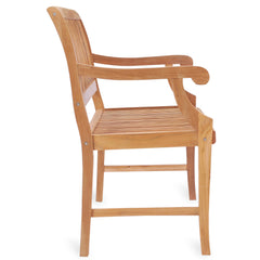 Chic Teak Castle Outdoor Teak Wood Patio & Garden Bench with Arms, 4 foot