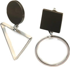 Fairy Grunge Earrings - Chunky Gold Triangle & Circle Design, 18K Gold & Silver Winter Gift