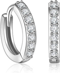 MALOYANVE Titanium Huggie Earrings Delicate Lightweight Statement Cubic Zirconia Hoop Earrings Wedding Mothers Day Jewelry Gifts for Men Women