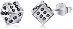 Mens Earrings Stud Dice Shape Mens Square Earrings Hypoallergenic Stud Earrings Fashion Dainty 8mm for Father Son or Cool Girl
