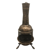 Steel and Cast Iron 36-in Antique Bronze and Black Chimenea