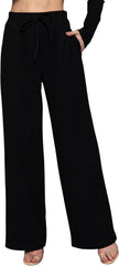NE PEOPLE Wide Leg Pants - Elastic Waist with Drawstring Soft Textured Fabric, Comfortable Fit