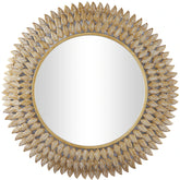 Metal Leaf Radial Room Wall Mirror - Gold - Roche River Decor