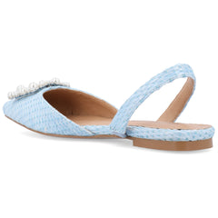 Journee Collection Women's Medium and Wide Width Hannae Sling Back Pointed Toe Flats