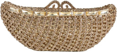 Novelty Rhinestone Clutch Ship Shaped Wedding Purse for Women Crystal Evening Clutch Diamond Handbags for Party Prom