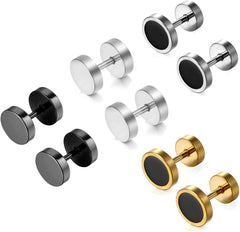 Aroncent Stud Earrings for Men Women Fake Gauge Fake Earrings Stainless Steel Earrings 8MM Rosegold