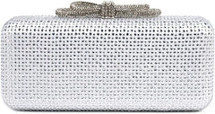 Sparkly Diamond Evening Purses for Women Rhinestone Bow Clutch Glitter Handbag for Party Prom Wedding