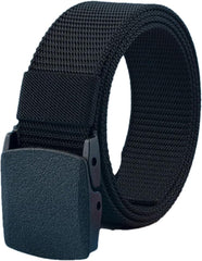 Men's Adjustable Nylon Web Belt With Plastic Buckle Holeless Canvas Waistband For Outdoor Travel Hiking Work Pants