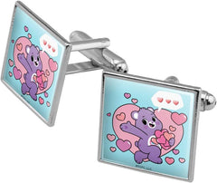 GRAPHICS & MORE Care Bears: Unlock The Magic Share Bear Sharing Hearts Square Cufflink Set - Silver or Gold