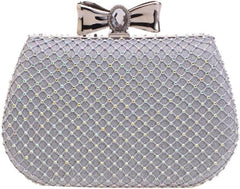Alloy inlaid diamond mesh diamond dinner party bag clutch women's bow bags
