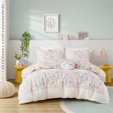 Intelligent Design Kids Lulu Floral Reversible Cotton Duvet Cover Set with Throw Pillow