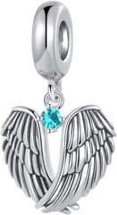 Wings of Angels Love Protection Cubic Zirconia Birthstones Dangle Charm Compatible with Pandora Charms Bracelets