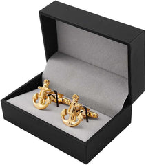 Personalized Cufflinks for Men, French Shirt Sleeve Studs, Men's Anchor Cuff Links for Mens/Husband's/Son with Gift Box,Gold