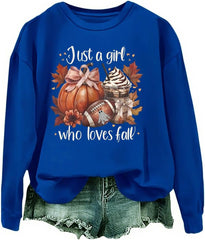 Just A Girl Who Loves Fall Sweatshirt Pumpkin football Shirts Fall Sweatshirt for Women Man