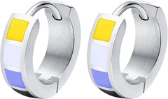 HIJONES Stainless Steel Rainbow Earrings for Men and Women Gay Lesbian LGBT Pride Flag Huggie Ear Studs