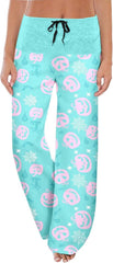 Halloween Pajama Pants for Women Wide Leg Loose Pumpkin Graphic Trouser Casual Elastic Waist Drawstring Trousers