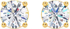 Mens 14k Gold Lab Grown Diamond Stud Earrings (1/2-4 cttw, F-G Color, VS Clarity), 4 Prong, Push Back