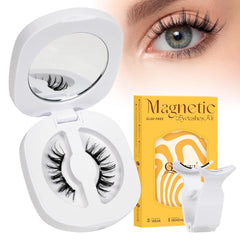 QUEWEL Magnetic Eyelashes 4 Pair Reusable Magnetic Eyelashes with Applicator No Glue Needed Eyelashes Natural Look Lash Clusters Kit Easy to Wear and Remove(4 Pairs-B02)