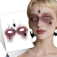 Halloween Face Tattoos Stickers Dark Witch Face Makeup Decal Day of the Dead Fake Eyeshadow Eyeliner Stickers with Pumpkins and Bats for Adults Party Masquerade Temporary Tattoos