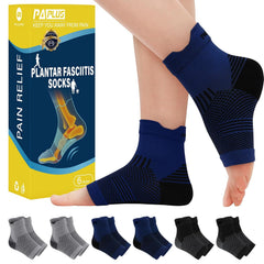 PAPLUS 6 Pairs Plantar Fasciitis Socks Women & Men - Foot Sleeve for Achilles Tendonitis Relief - Reduces Heel Spur Pain, Swelling - Ankle Brace with Arch Support for Sports Injury Recovery