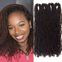 8 Pack Pre-Looped Micro Locs Super Lightweight Mini Fuax Locs Crochet Hair Sisterlocks Synthetic braids Dreadlock Extensions (1B#, 18 Inch)