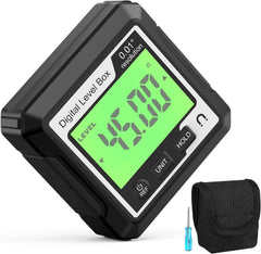 Digital Angle Gauge LCD Digital Angle Finder Gauge Magnetic Level Tool Protractor Inclinometer Angle Cube Level Box, Backlit, Measurement Tool for Woodworking, Construction (Black+White)