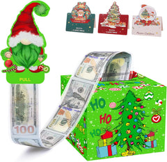 Christmas Money Pull Box for Cash Gifts - Surprise Money Holder with 50 Bags, Creative Gift Box for Kids & Adults, Fun Way to Give Cash for Christmas