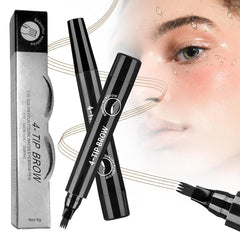 Eyebrow Contouring Pen, 2025 New Magic Eyebrow Pencil, 3D Waterproof Eyebrow Pens, 4 Tip Precise Eye Brow Makeup Pen for Women Creates Natural Looking Brows Effortlessly (Natural Black)