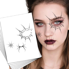 Halloween Face Tattoos Stickers Dark Witch Face Makeup Decal Day of the Dead Fake Eyeshadow Eyeliner Stickers with Pumpkins and Bats for Adults Party Masquerade Temporary Tattoos