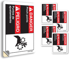 Danger Pinch Points (Bilingual Spanish) ANSI Danger Aluminum Sign 10 Inch x 7 Inch - 10 Pack