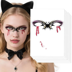 8Pcs Halloween Scary Semi Face Tattoos, Spooky Halloween Face Tattoos Stickers, Face Temporary Tattoos,Face Makeup Tattoo Stickers for Halloween Cosplay Party DIY Decorations