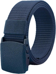 Men's Adjustable Nylon Web Belt With Plastic Buckle Holeless Canvas Waistband For Outdoor Travel Hiking Work Pants