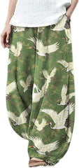 Cute Printed Harem Pants for Women Casual Lightweight Loose Elastic Waist Trousers